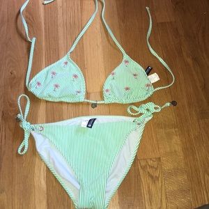 SPERRY pink Palm Trees &Green Stripe Bathing Suit!